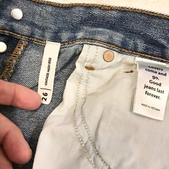 PacSun 26 (5) Vintage High Rise Women’s Denim Jeans Shorts Distressed Button Fly - Picture 8 of 11